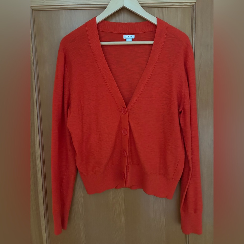 J. Crew Women's Orange-Red Cardigan Sweater